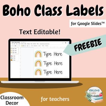 Preview of FREE Editable Boho Classroom Labels