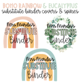 FREE Editable Boho Rainbow & Eucalyptus Substitute Binder Covers