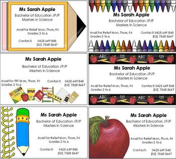 Preview of FREE Editable Business Cards for Substitute Teachers