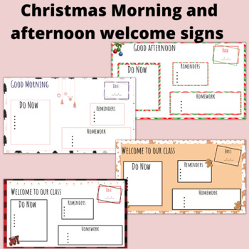 Preview of FREE Editable- CHRISTMAS Good Morning/Afternoon Slide Templates