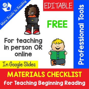 Preview of FREE Editable Checklist for Teaching Beginning Reading SLIDES