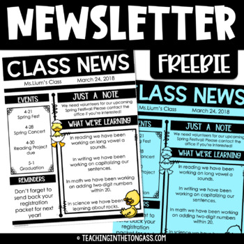 Preview of Free Weekly Monthly Class Newsletter Template for Spring
