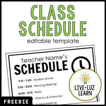 Preview of FREE Editable Class Schedule Template on Google Slides™