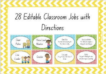 Preview of FREE Editable Classroom Jobs