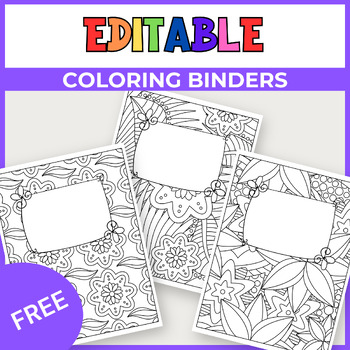 FREE Editable Coloring Binder Covers with Spines by Missy Printable Design