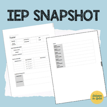 Preview of FREE Editable IEP Snapshot