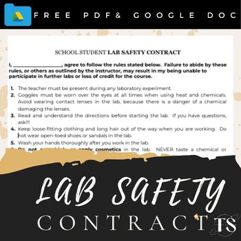 Preview of FREE Editable Lab Safety Contract