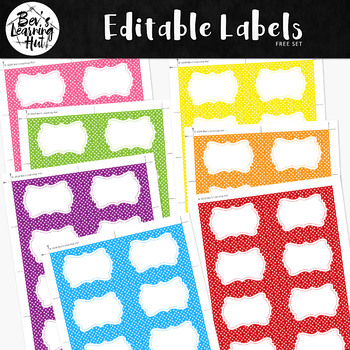 FREE Editable Labels by Bev's Learning Hut | TPT