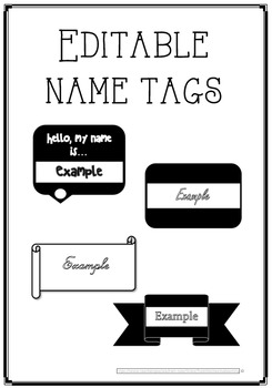 Preview of FREE Editable Name Tags/Badges