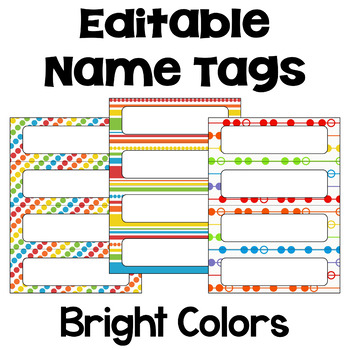 Preview of Editable Name Tags and Desk Plates in Bright Colors