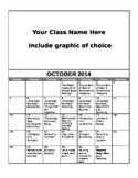 FREE Editable October Lesson Overview Calendar (Montessori