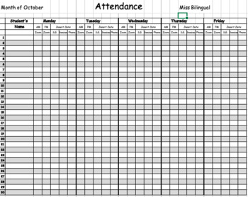 Preview of FREE Editable Online Attendance Sheet