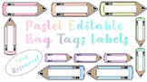 FREE Editable Pastel Bag Tags or Labels - 21 colours!