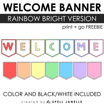 Preview of FREE Editable Rainbow Bright Welcome Banner