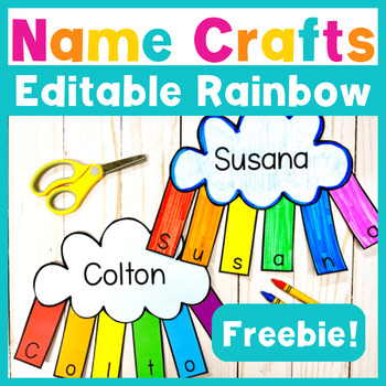 Preview of FREE Editable Rainbow Name Craft