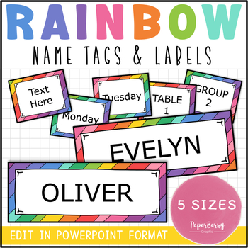 Preview of FREE Editable Rainbow Name Tags & Labels / Desk Name Plates for Classroom Decor
