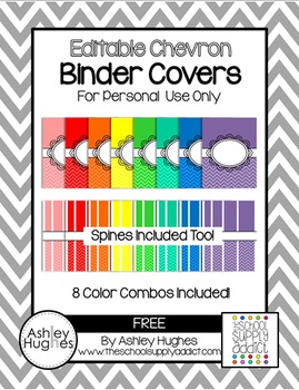 Preview of FREE Editable Shaded Chevron Binder Covers