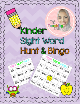 Preview of FREE Editable Sight Word Hunt & Bingo Kinder