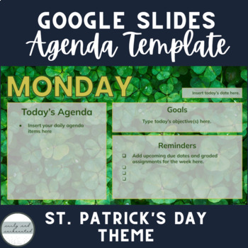 Preview of FREE Editable St. Patrick's Day March Agenda Slides Template