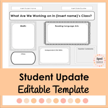Preview of FREE Editable Student Progress Report Update Template