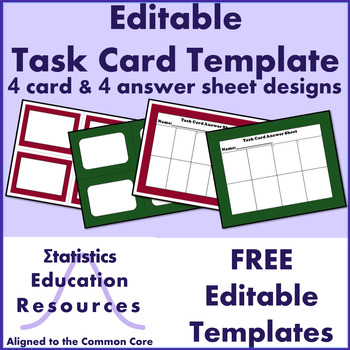 Preview of FREE Editable Task Card Template (4 card & 4 answer sheet designs)