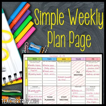 EDITABLE Weekly Plan Page for Work-Life Balance! by Teacher Trap