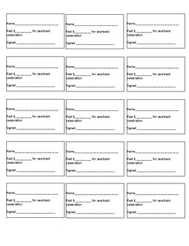 FREE Editable Yearbook Party Receipts (Use for Whenever Students Give ...