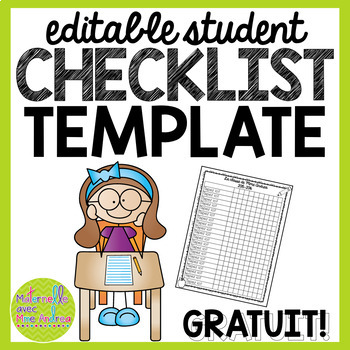 Preview of FREE Editable student checklist template - FREE French / English Class Roster