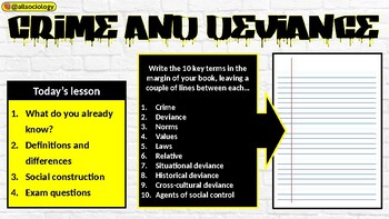 Preview of FREE!! Eduqas GCSE Sociology (UK) - Intro to Crime &Deviance - Lesson PowerPoint