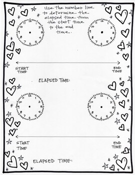 Preview of FREE Elapsed Time Template- Analog Clock and Open Number Line