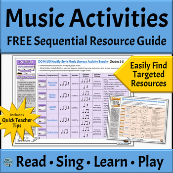 Preview of FREE Elementary Music Activities Resource Guide with Music Teacher Tips