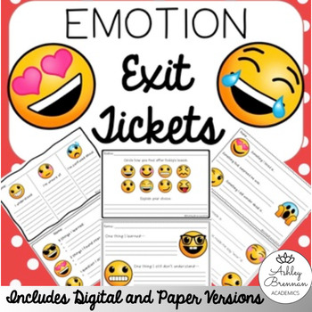 Preview of FREE Emotion Exit Tickets - Formative assessments in DIGITAL and PAPER VERSIONS