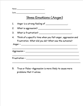 Preview of FREE - Emotions: Anger Worksheet - FREE