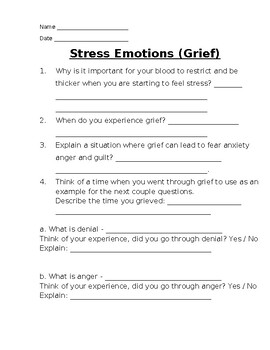 Preview of FREE - Emotions: Grief Worksheet - FREE