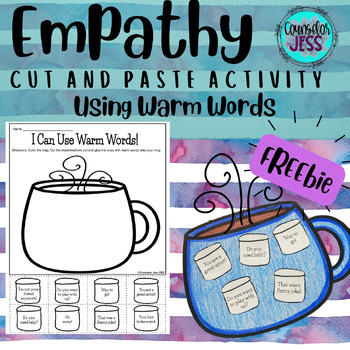 Preview of FREE - Empathy Using Warm Words Cut & Paste Activity