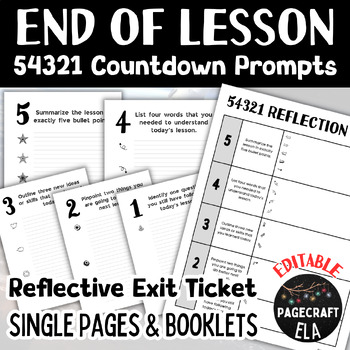 Preview of End of Lesson Reflection | 54321 Countdown | Exit Ticket Evaluation
