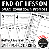 End of Lesson Reflection | 54321 Countdown | Exit Ticket E