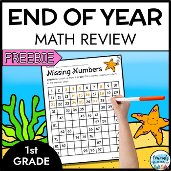 Preview of FREE End of Year First Grade Summer Math Review Packet | Animal Worksheets