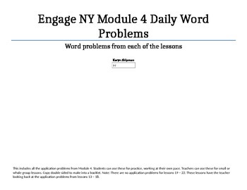 Preview of FREE Engage NY Module 4 application problems