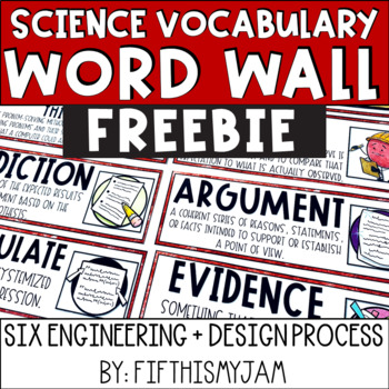 Preview of FREE Engineer Design Process and Scientific Method Word Wall | Vocabulary Cards