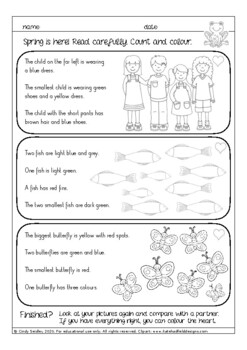 free english esl read and color worksheets spring easter tpt