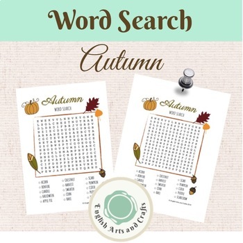 Preview of FREE English Fun Autumn Word Search Seasonal Theme Activity