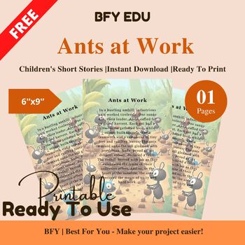 Preview of FREE English Short Story for Kids : Ants at Work
