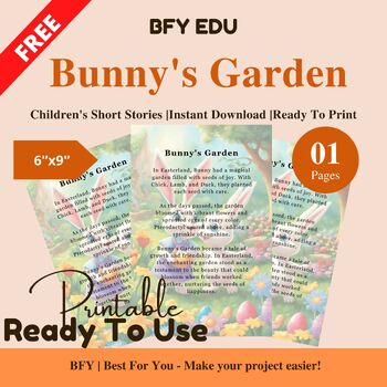 Preview of FREE English Short Story for Kids : Bunny's Garden