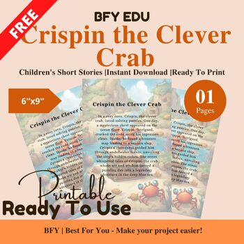 Preview of FREE English Short Story for Kids : Crispin the Clever Crab