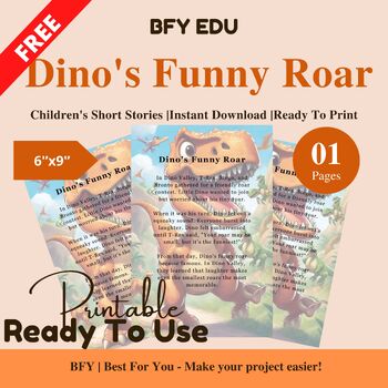Preview of FREE English Short Story for Kids : Dino's Funny Roar