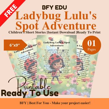 Preview of FREE English Short Story for Kids : Ladybug Lulu's Spot Adventure