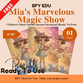 Preview of FREE English Short Story for Kids : Mia's Marvelous Magic Show