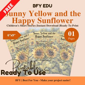 Preview of FREE English Short Story for Kids : Sunny Yellow and the Happy Sunflower