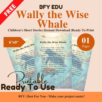 Preview of FREE English Short Story for Kids : Wally the Wise Whale